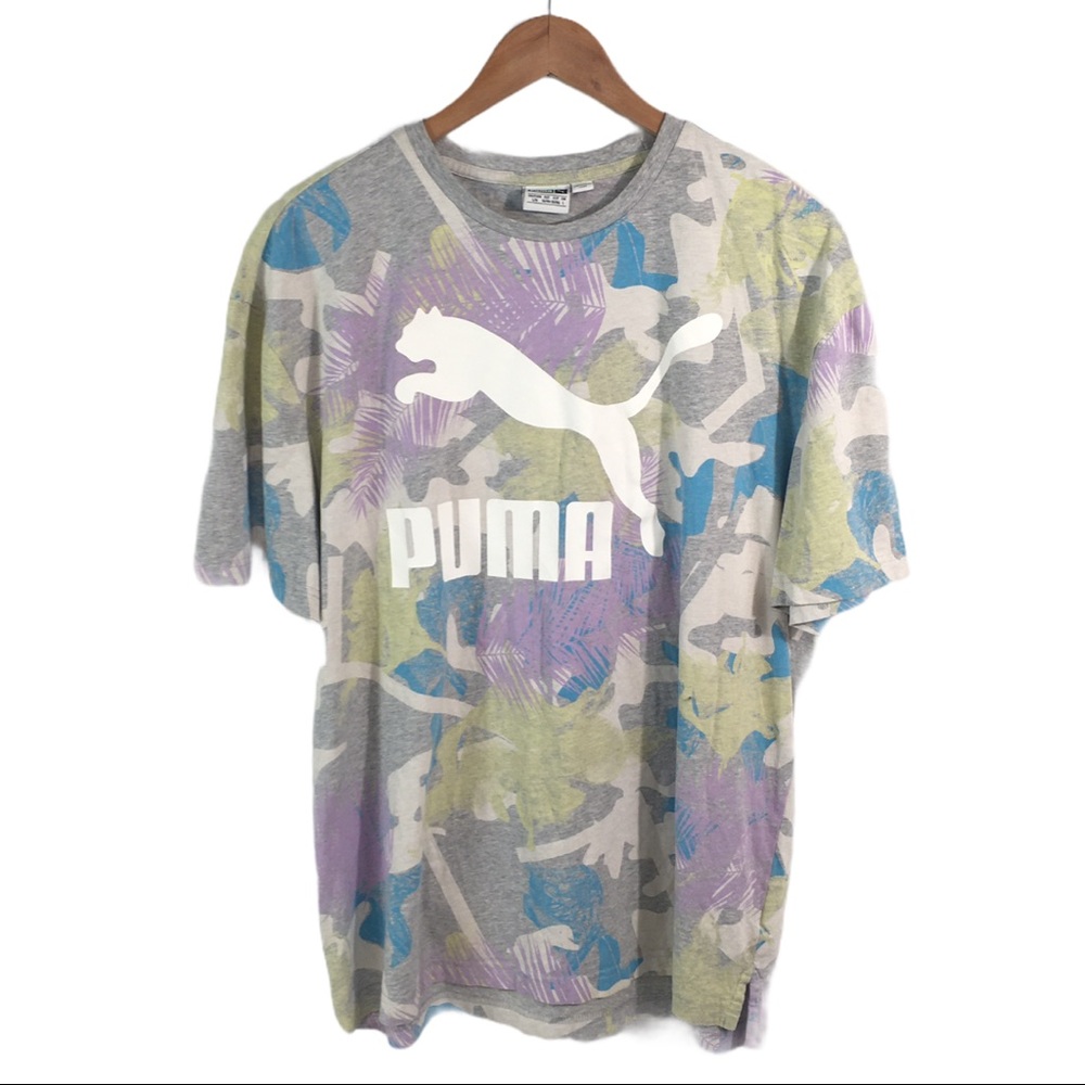 TS441 PUMA Streetwear Floral Print T Shirt L